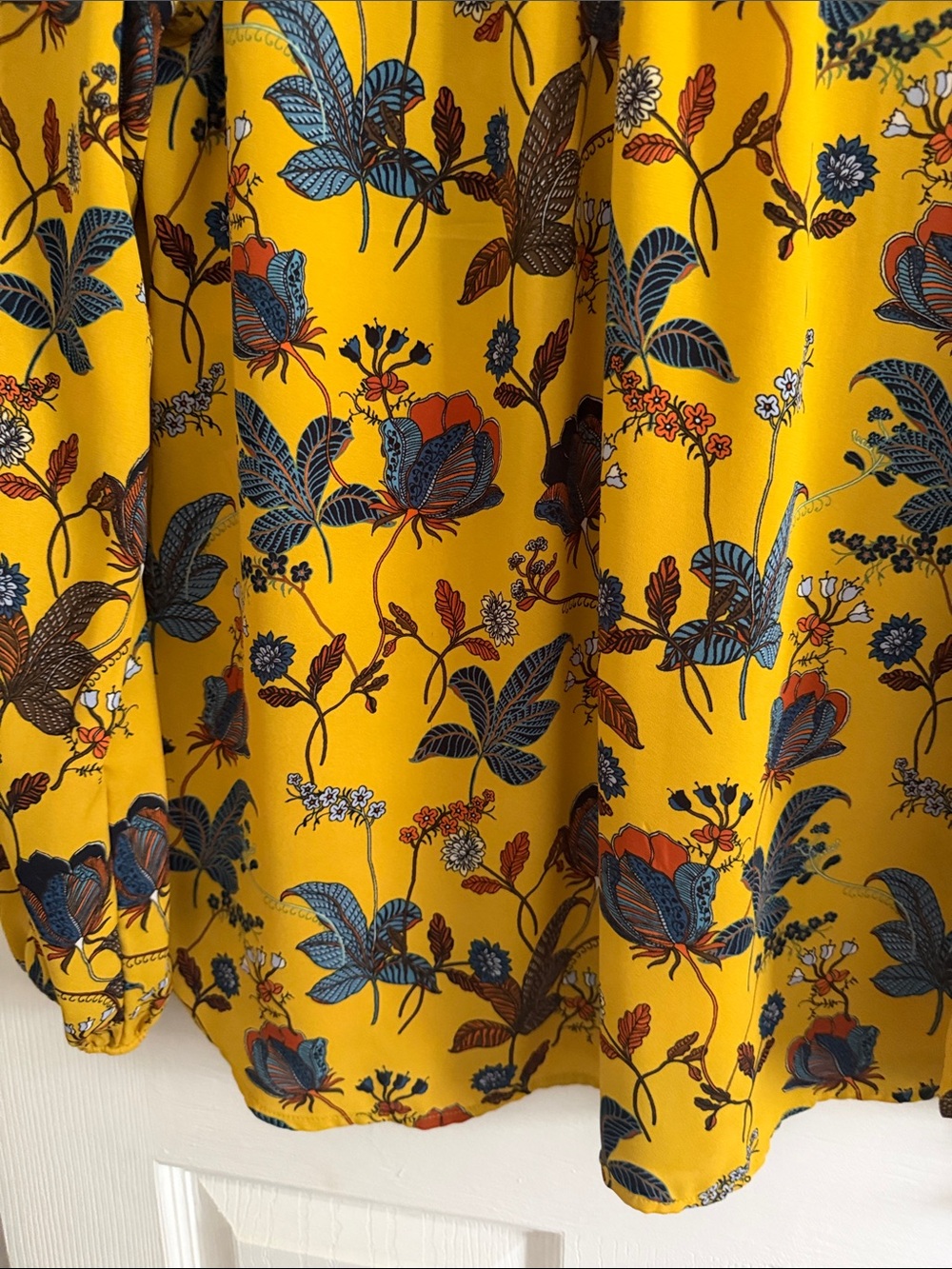 LOFT Yellow Floral Ruffled Long-Sleeve Blouse - Picture 7 of 11